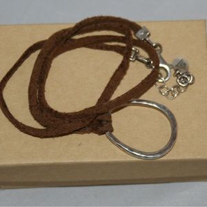 Silpada Leather Cord Sterling Oval Necklace